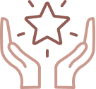 Icon of hand holding a star to highlight service, accountability, education, and value